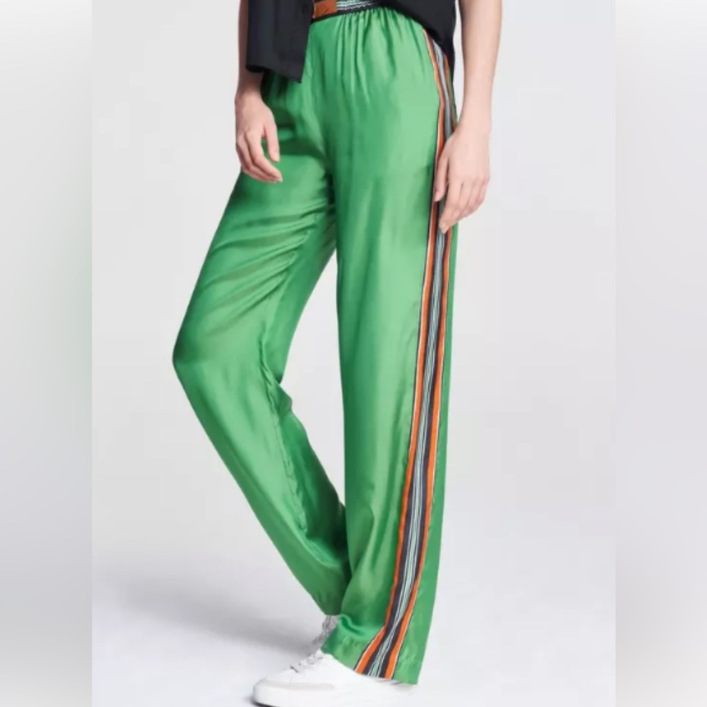 NWT! RAG AND BONE ISADORA SILK BLEND TRACK PANTS IN SHAMROCK GREEN. XS!